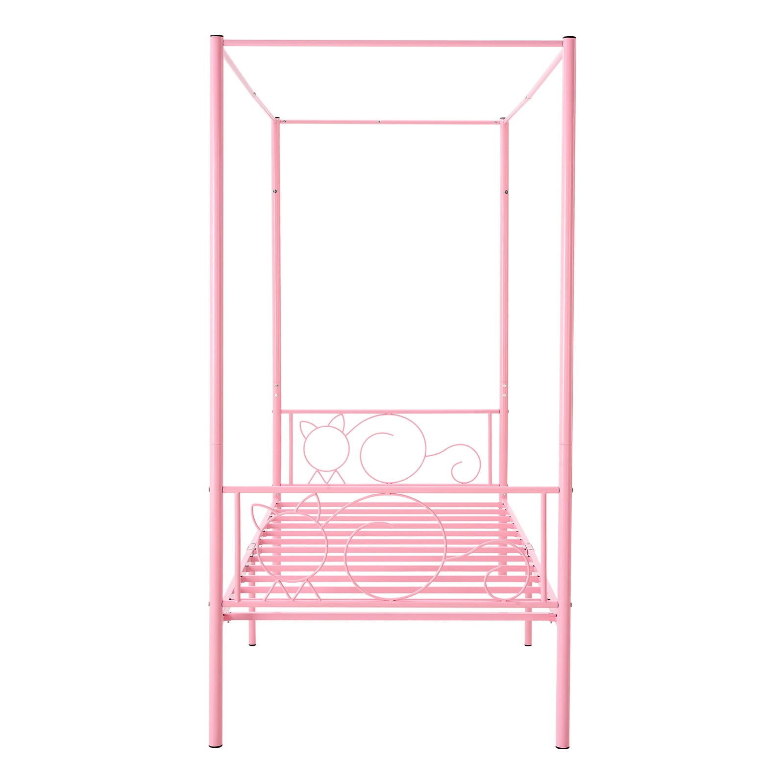 Twin Size Canopy Bed Frame Metal Canopy Bed With Headboard & Four Posters_voghion.com